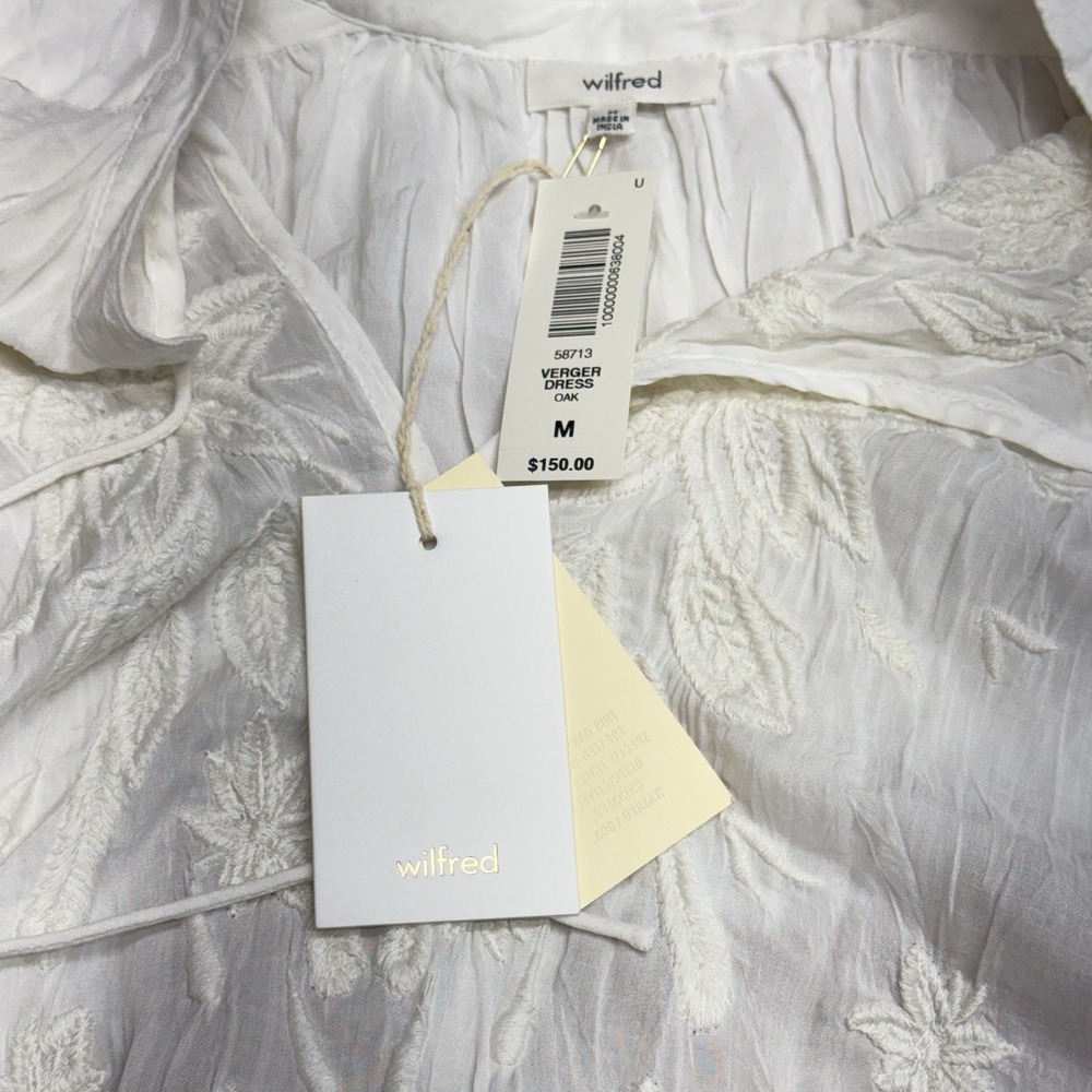 NWT Wilfred Boho Dress M White Embroidery Lace Swim Cover-up w/Liner MSRP $150 - Picture 2 of 11
